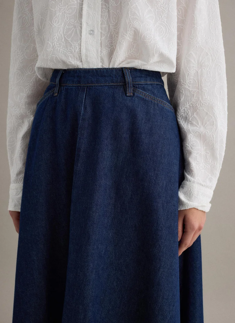 Ovs OVS Long Blue Denim Pure Cotton Skirt Regular Fit